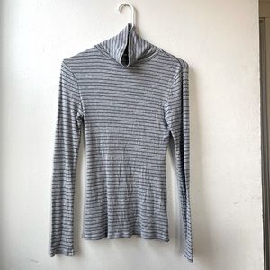 Anthropologie Grey Striped Turtleneck